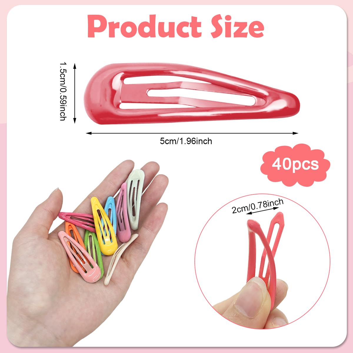 PATPAT Hair Clips for Girls with Mesh Drawstring Bag featuring 40 Alloy Rainbow Pins | Daily Styling Accessory
