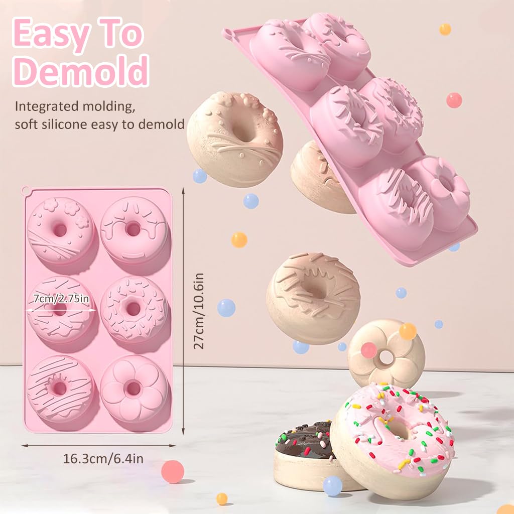 HASTHIP Silicone Donut Mold for Home Baking with 6 Cavities and Non Stick Food Grade Design