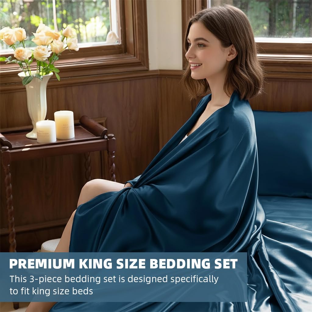 HASTHIP Satin Bedsheet Queen Size for Romantic Nights with 106 x 96 in Sheets and Pillow Covers