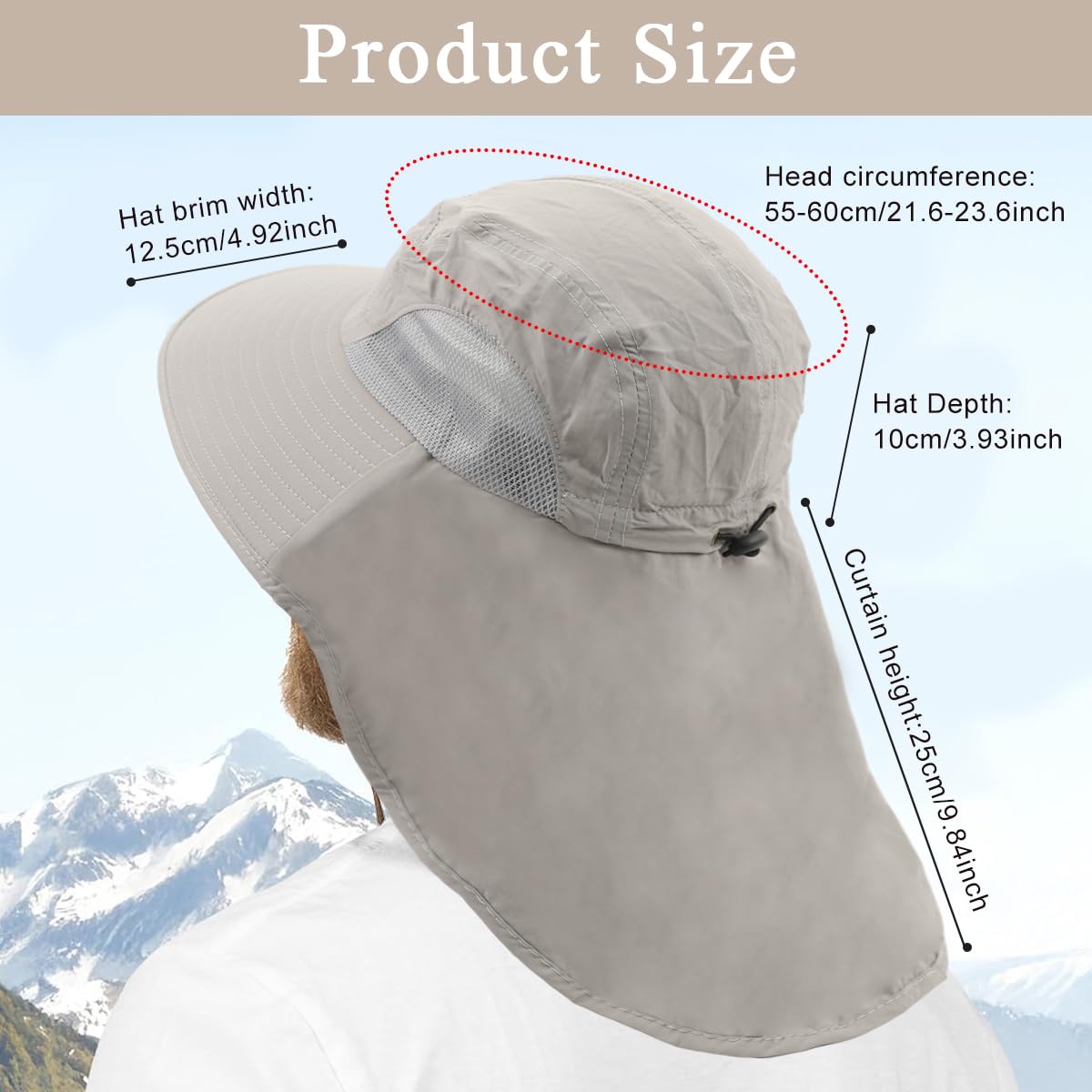 PROBEROS Sun Hat UPF50+ for Hiking and Fishing with Wide Brim and Neck Flap | 3PCS