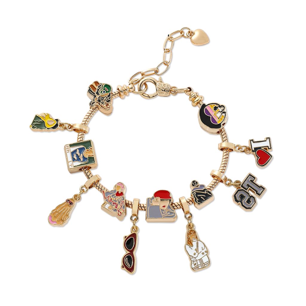 Taylor Bracelet for Women featuring Adjustable Clasp and Gold Alloy Charms | Gift for Music Fans