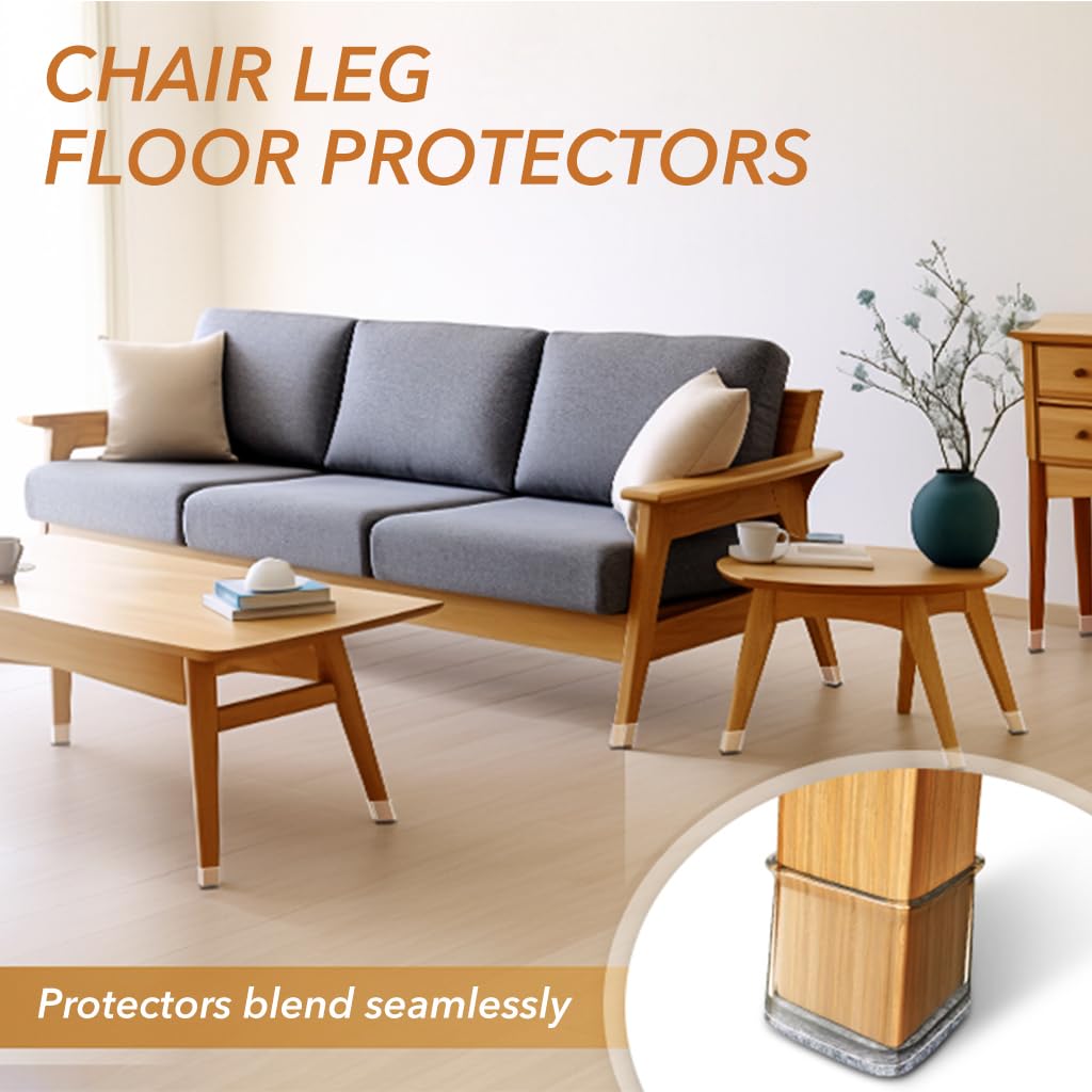 HASTHIP® 16Pcs Chair Leg Floor Protectors Felt Padded Furniture Leg Floor Protectors Silicone Chair Leg Protectors Non-Slip Silent Chair Leg Sleeve for Tilting Legs & Vertical Legs of 1-1.5 inches