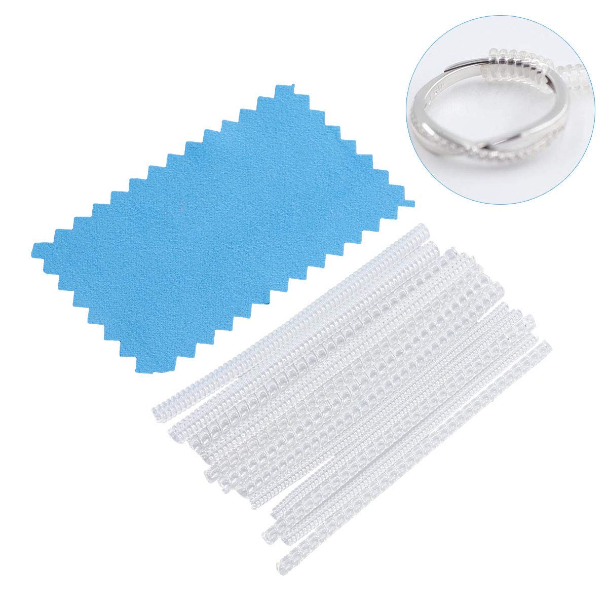 HASTHIP Ring Size Adjuster Set for Loose Rings with 12pcs 2mm 3mm 5mm Coils | Transparent TPU