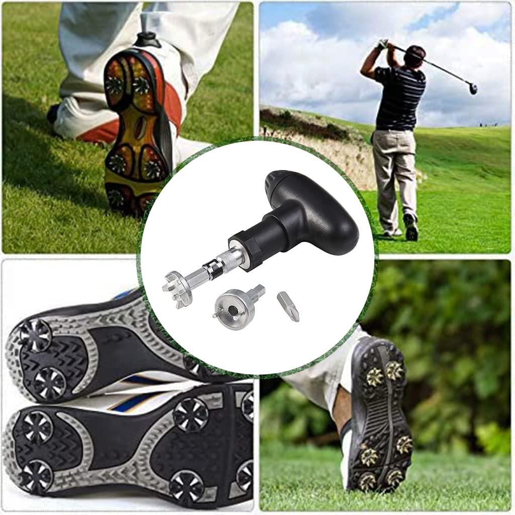 Proberos Golf Shoe Wrench Tool with 3 Bits and Ergonomic T Handle for Cleat Removal | Zinc Alloy and ABS Construction