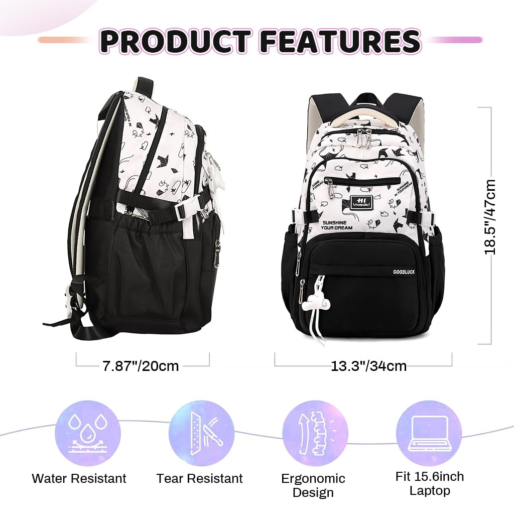 PALAY School Backpack for Teen Girls with 15 inch Laptop Compartment and Trolley Strap | Polyester Bag for Travel