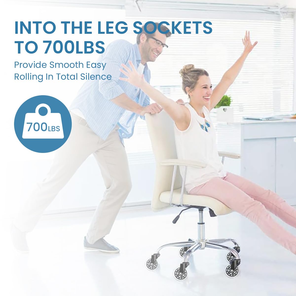 HASTHIP Chair Casters for Office and Gaming with 3 Inch 360° Rotating Silent Wheels | Set of 5