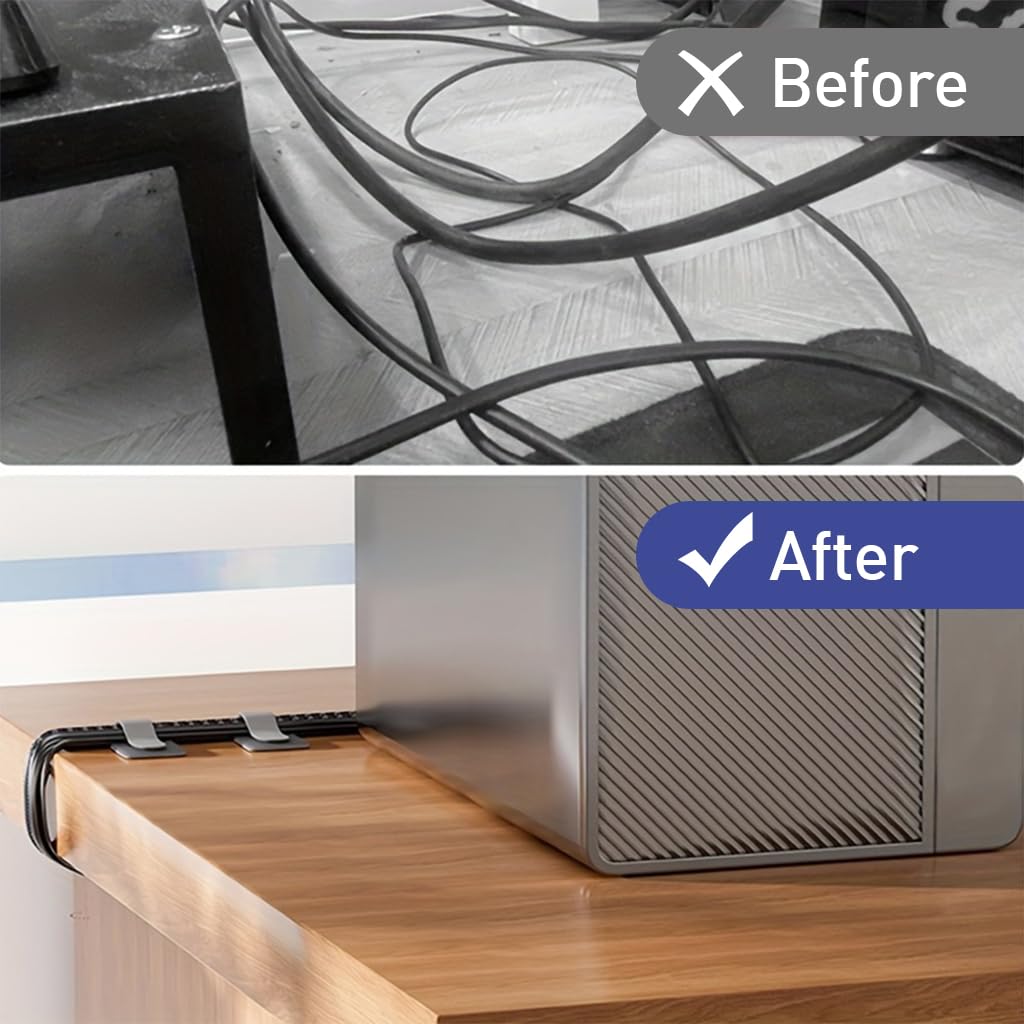 Serplex Cable Ties 20Pcs for Desk and Wall Cord Management with Self Adhesive Hook and Loop | 3.54 in Nylon Organizers