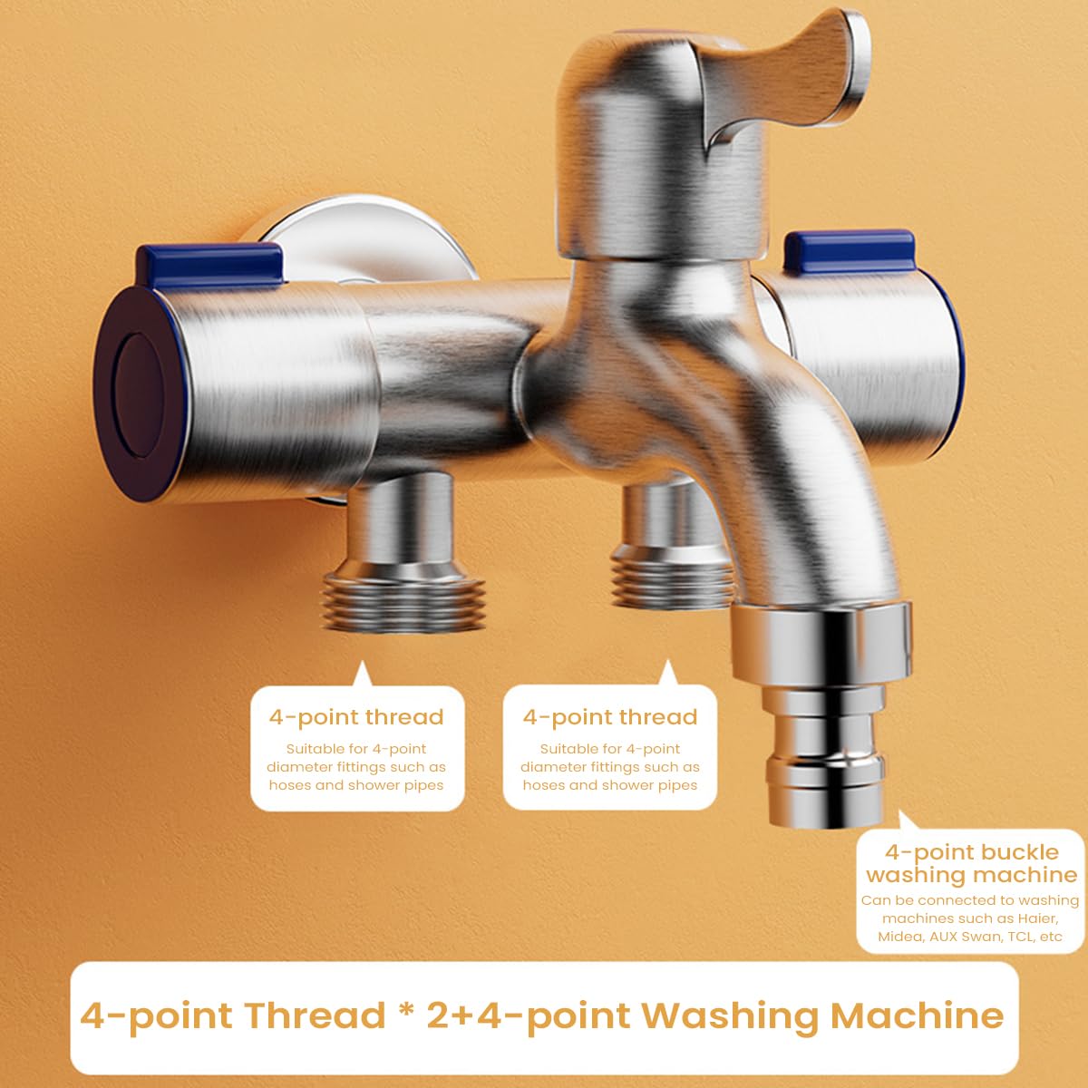 Supvox Wall Mounted Faucet for Bathroom featuring 3 in 1 Diverter and Stainless Steel Design