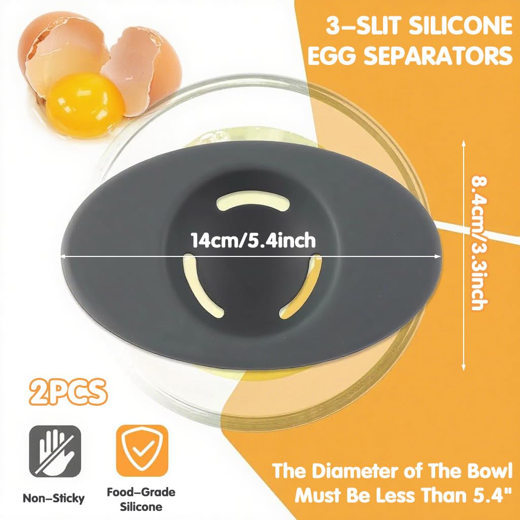 Supvox Silicone Egg Separators for Baking and Cooking with 5.4 in Bowl Fit | 2 Pack Reusable