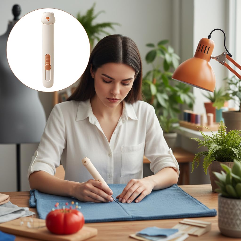 ZIBUYU Needle Threader and Seam Ripper for Sewing Projects with Ergonomic Handle | Beige