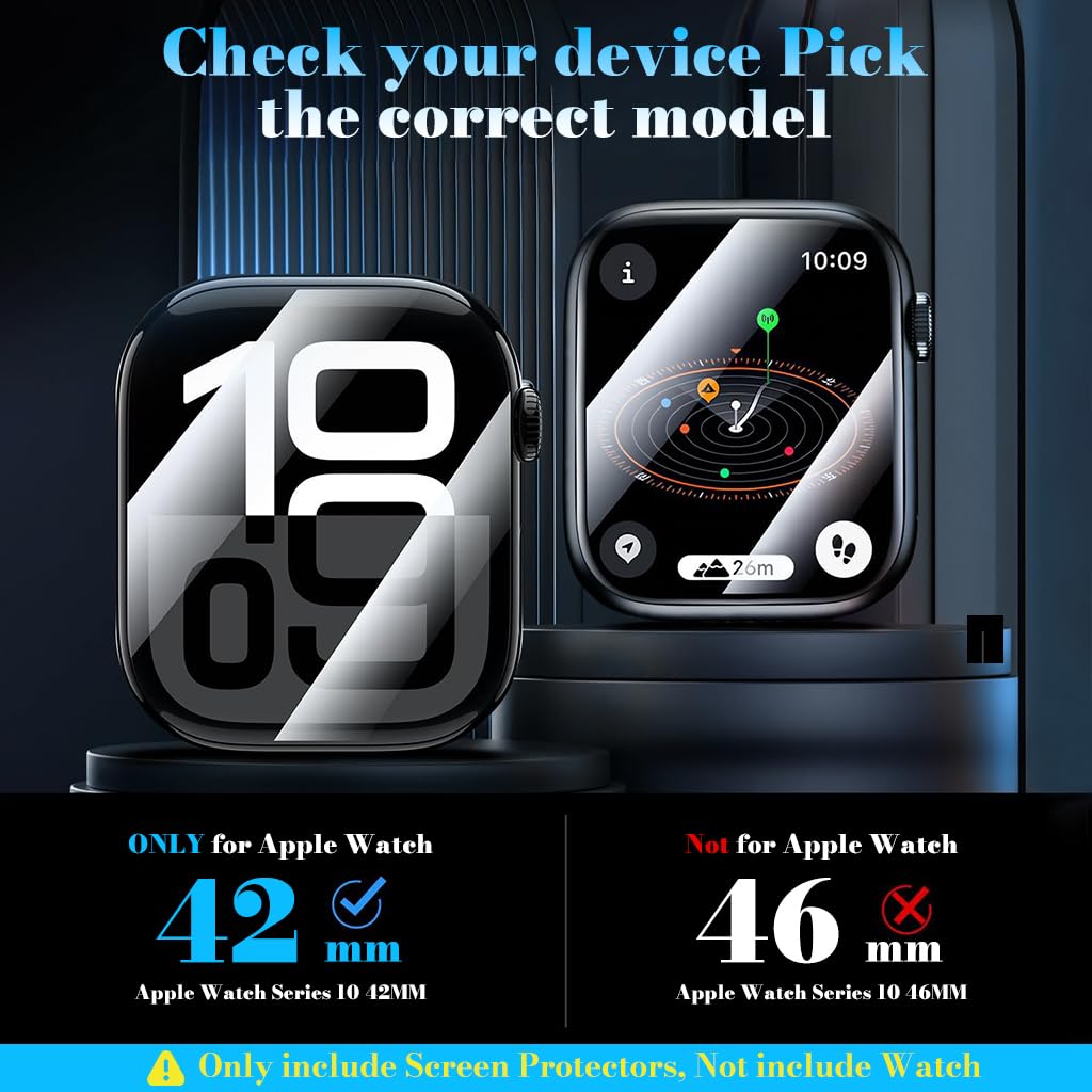 ZORBES iWatch Screen Protector for Series 10 and 11 42mm with Applicator | HD PMMA Ultra‑Clear Touch Film