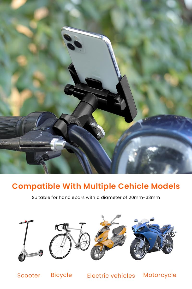 STHIRA Motorcycle Helmet Lock with Phone Holder for 20–33mm Handlebar | Aluminum Alloy