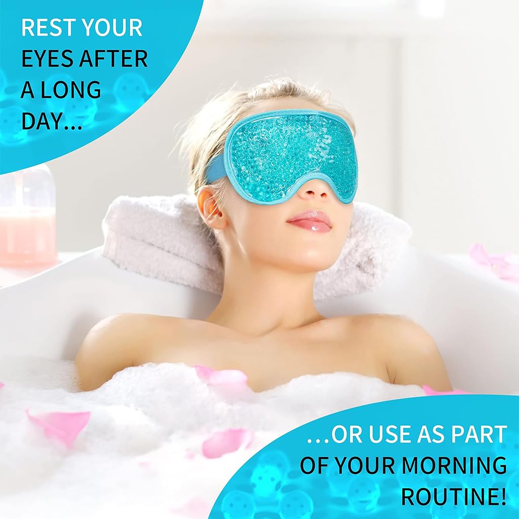 ZIBUYU Eye Mask for Cooling and Hot Relief with Flexible Gel Beads 21x10cm | Reusable PVC Pack