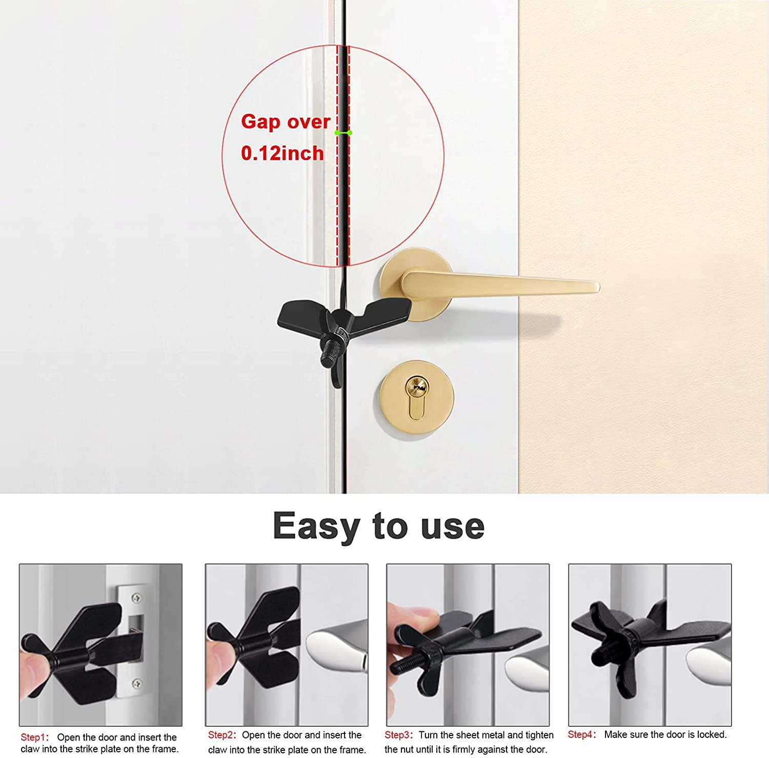 ELEPHANTBOAT Portable Door Lock for Travel and Home Security featuring 304 Stainless Steel | Easy Tool-Free Installation for Hotels Apartments and Dorms