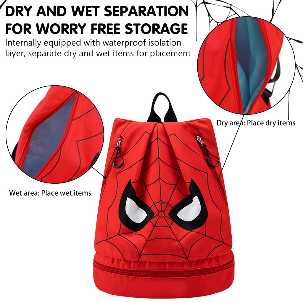 Proberos Swimming Bag for Kids with Wet Dry Separation and 32x21x35 cm Capacity | Spider Man Print Backpack