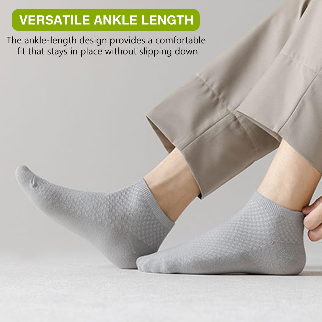 GUSTAVE Men's Ankle Socks for Everyday Comfort with Anti Odor Bamboo Cotton Fiber | 5 Pairs
