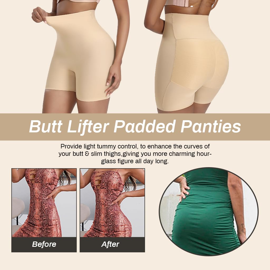 PALAY Butt Lifter Padded Underwear for Women with 3D Hip Pads | Seamless Tummy Control 2PCS