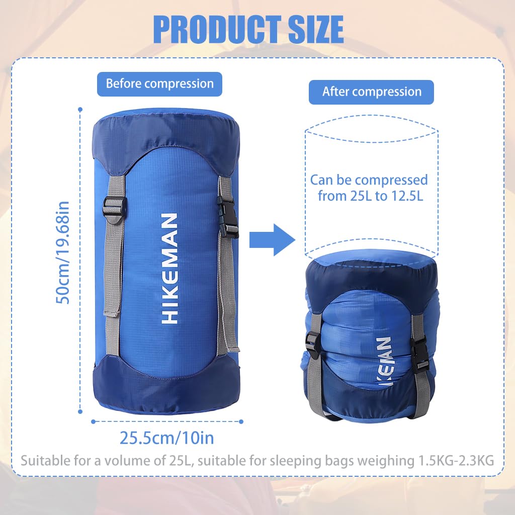 Proberos® Ultra-Strong 40D Silnylon Ripstop Compression Sack - 40% Space Saving, Waterproof Drawstring Bag with Dust Cap, Ideal for Camping, Clothing, Sleep Bags & Outdoor Gear Storage