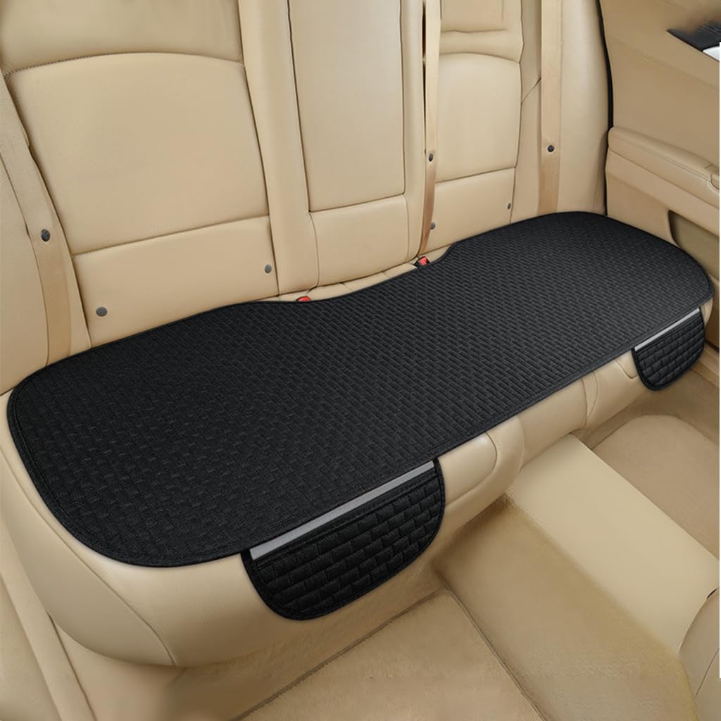 STHIRA® Silicone 6PCS Car Seat Covers Summer Breathable Front Cushion Mat Flax with Storage Pouch Long Rear Anti-Slip Anti-Scratches Black