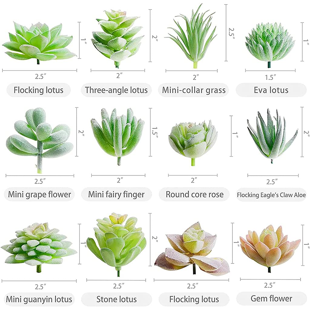 HASTHIP 12pcs Artificial Succulent Plants, Color Artificial Succulent Green Plant, Fake Textured Succulent for Indoor Outdoor Floral Arrangement Home Decor and DIY Landscape Decorations