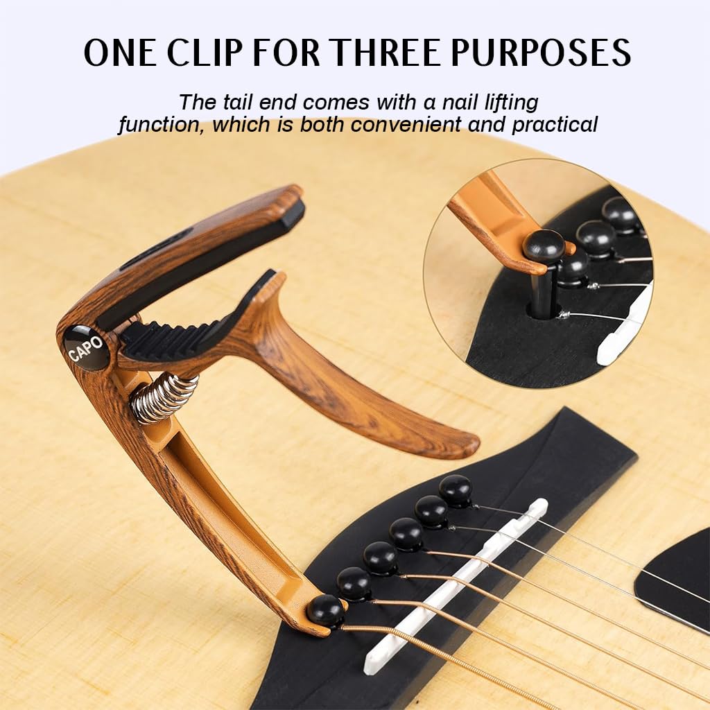 HASTHIP Guitar Capo for Acoustic and Electric Guitar with Pick Slot and Zinc Alloy Build | Fits Ukulele, Banjo and Mandolin