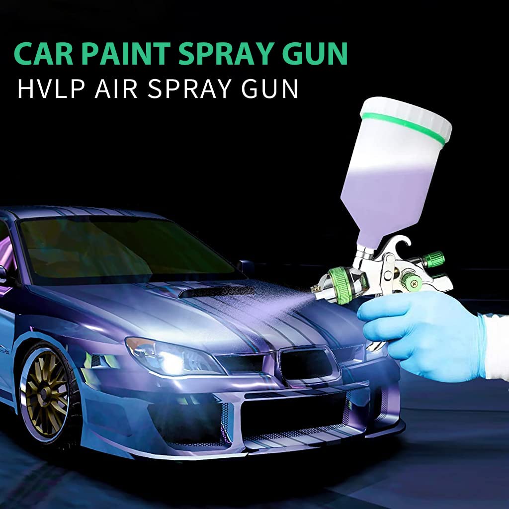 Supvox® Paint Spray Gun Set For Painting Machine, Spray Paint Gun With 3 Nozzles 1.4/1.7/2Mm And 600Cc Cups, Adjustable Spray Gun For Car Primer, Furniture Finish, Leather Finish, Green