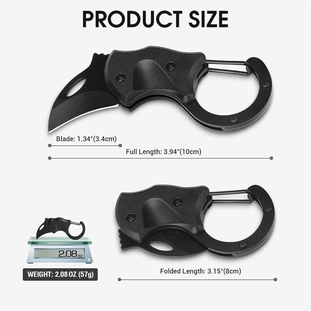 Proberos® Pocket Cutter for Keychain Stainless Steel Mini 1.34 Inches Folding Cutter with Quick Release Carabiner Box Opener Cutter Self- Defence Gadget Multifunctional Folding Cutter