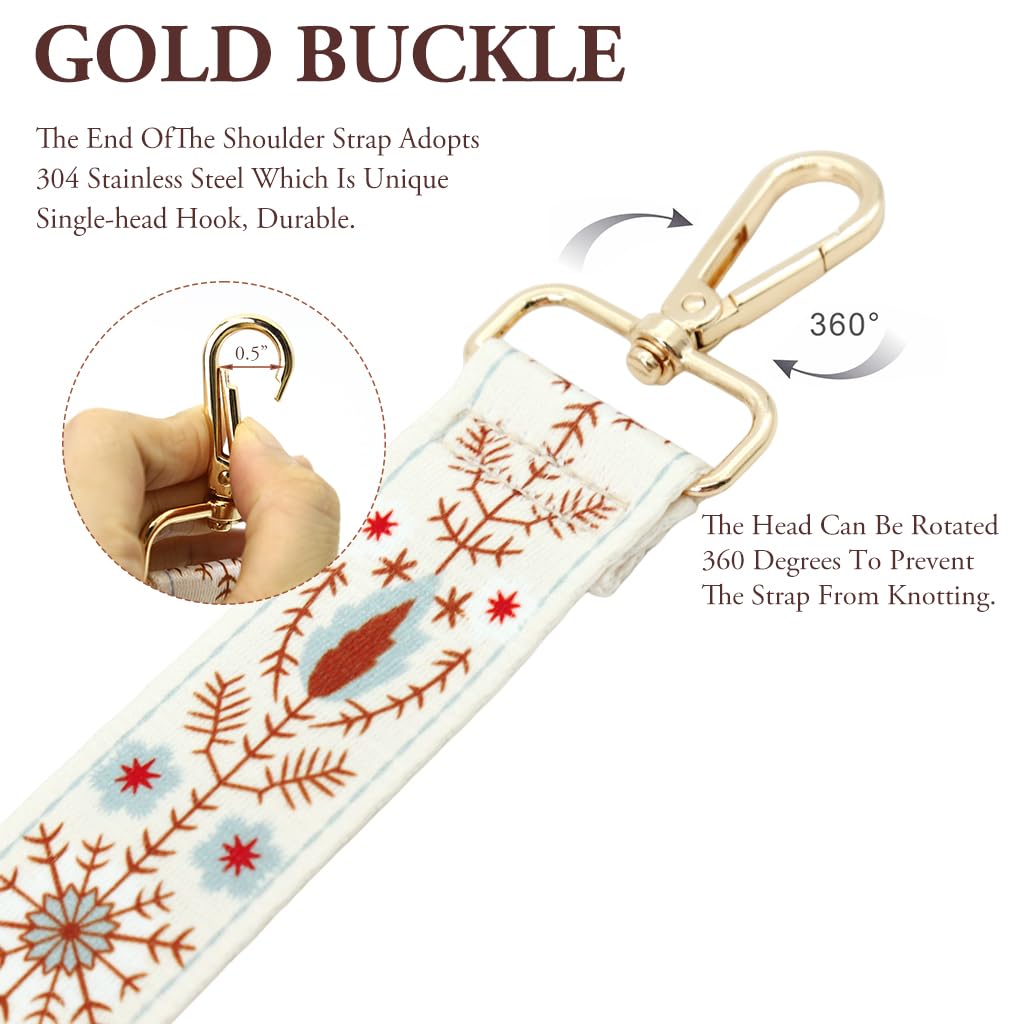 ZIBUYU Wide Shoulder Strap for Bags with Golden Buckles 48–140cm Adjustable Polyester | Fashion Print Replacement for Crossbody and Handbag