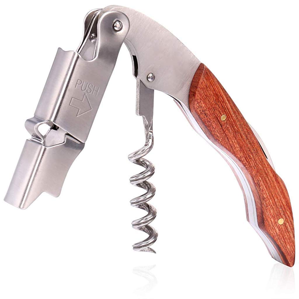 Supvox® Waiters Corkscrew Wine Bottle Opener Professional Stainless Steel Wood Handle Foil Cutter