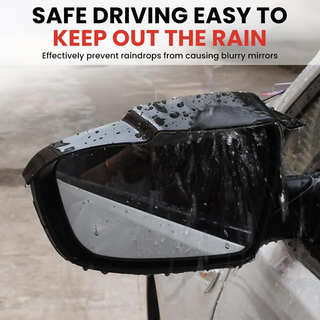STHIRA Car Rearview Mirror Rain Eyebrow 2PCS with Air Deflector Design and PVC Guards | Clear Visibility for All Weather Driving