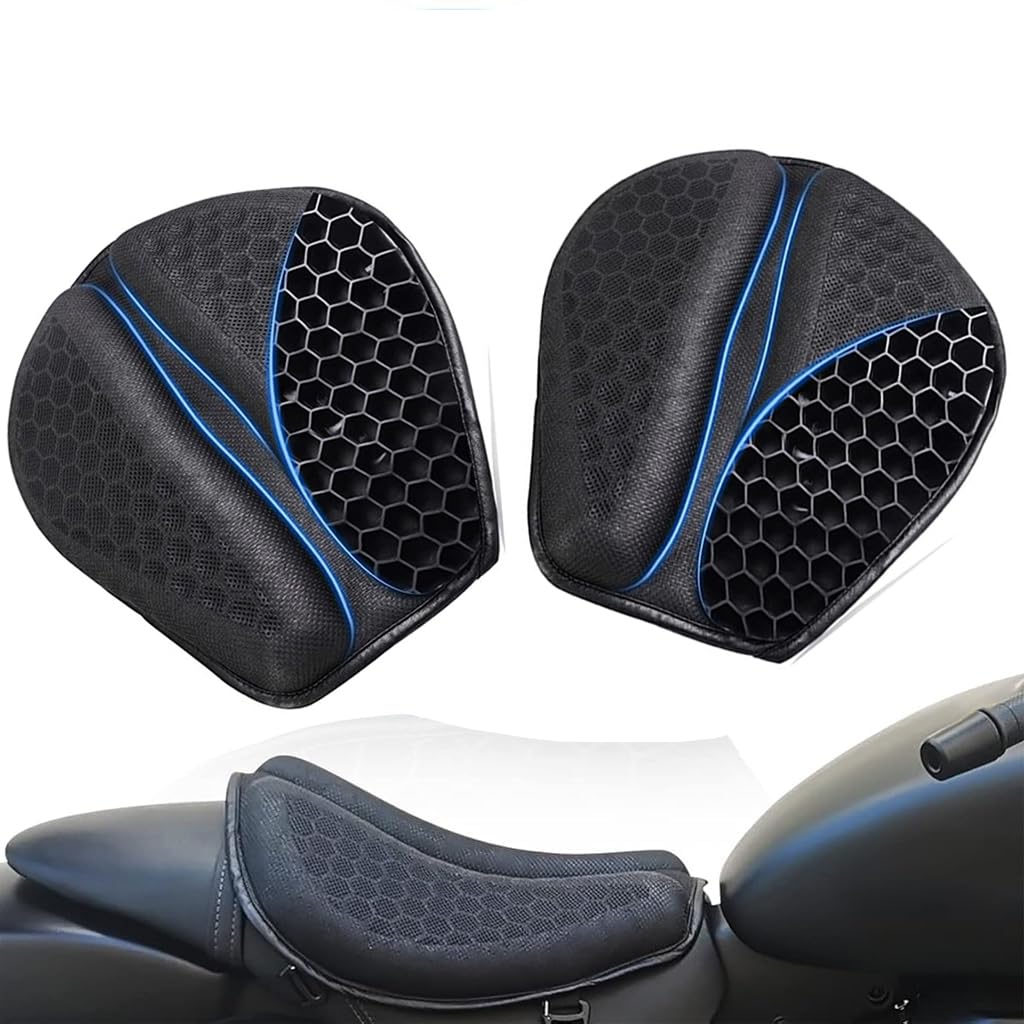 STHIRA Motorcycle Seat Cushion Gel Pads 2 Pcs for Long Rides with 3D Honeycomb Structure and High‑Density Gel | Breathable Comfort for All‑Season Use