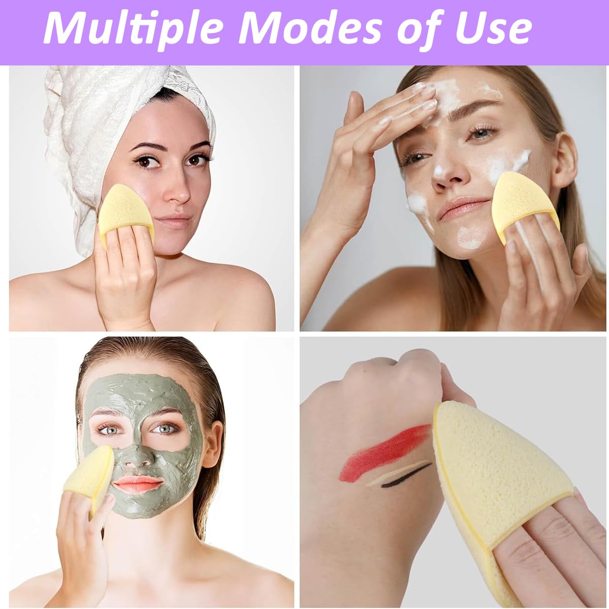 MAYCREATE Makeup Remover Pads Set for Face and Eyes with Soft Double Side Sponge | 4 PCS Reusable Cleansing Pads for Dry Oily or Sensitive Skin