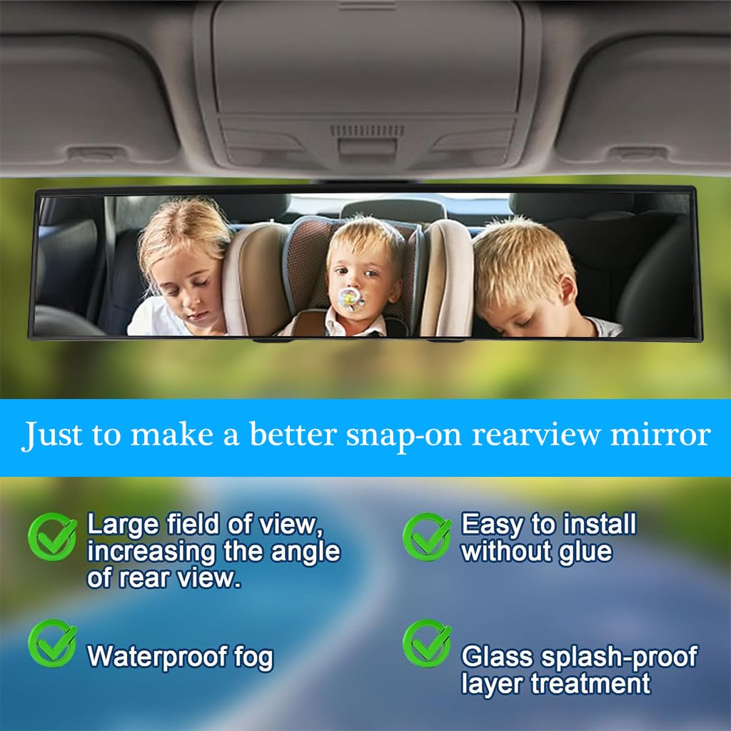STHIRA Rear View Mirror for Cars featuring 11.81 in Convex Glass and Clip On Design | Wide Angle