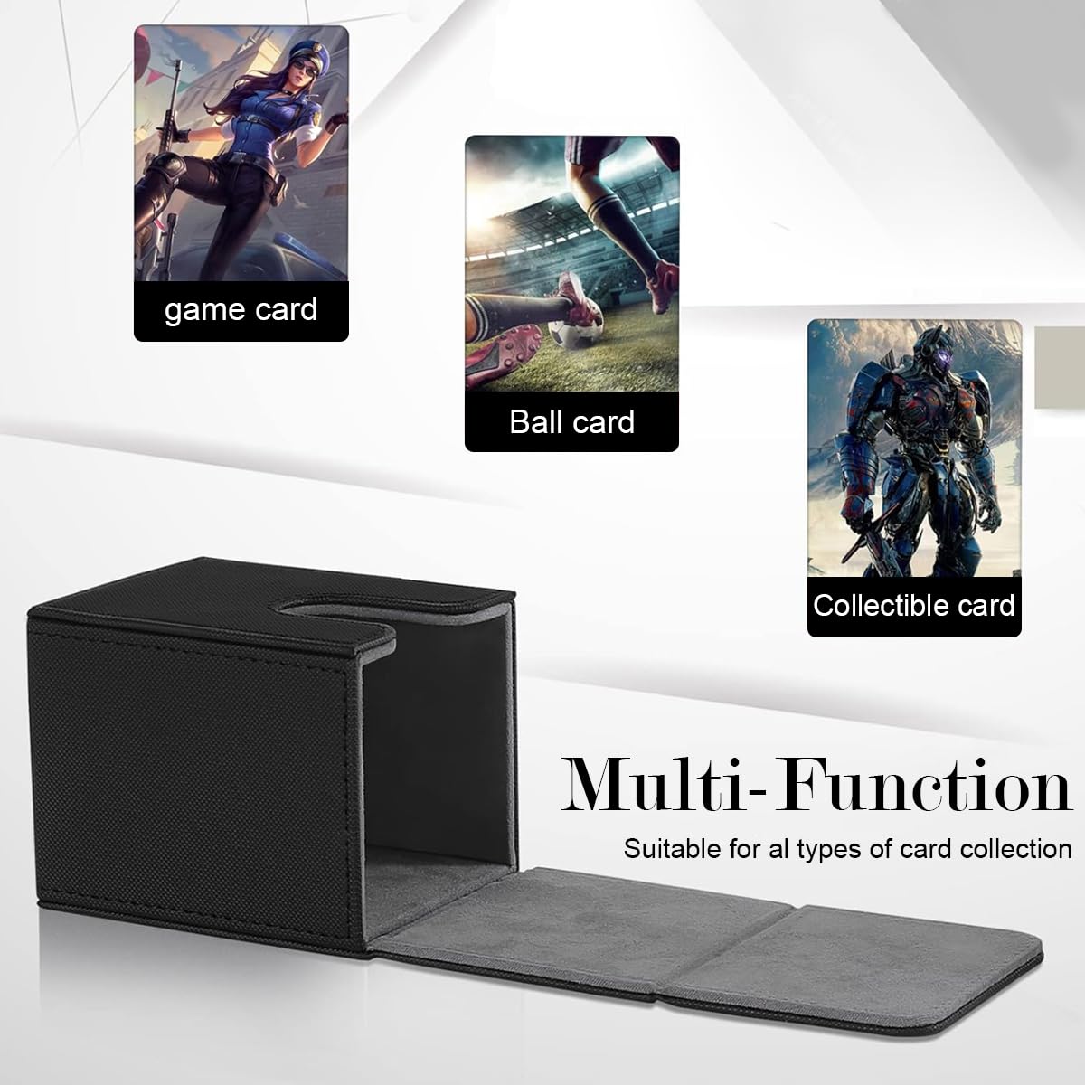 PATPAT Card Holder for 100+ Trading Cards with Flip Up Closure and PU Leather Design | Black 7.1x6.7x9.5cm