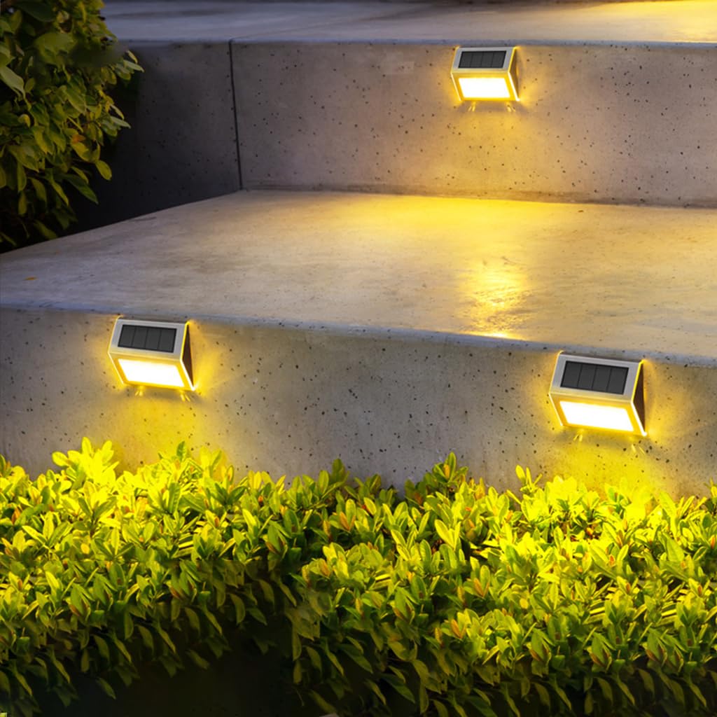 ELEPHANTBOAT Solar Stair Light for Outdoor Pathways with IP65 Waterproof Steel | 2 Pack 700mAh