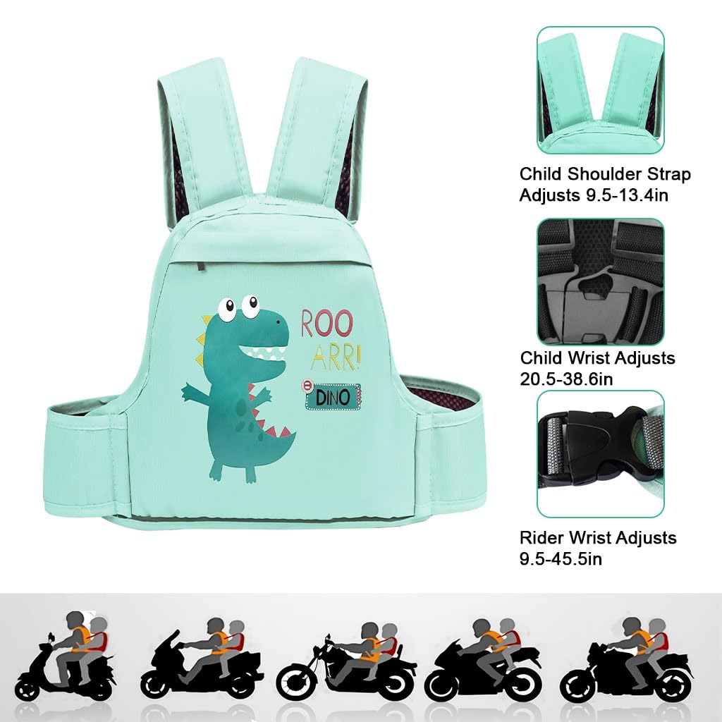 SNOWIE SOFT Kids Safety Belt for Two Wheeler with 360° Protection and Reflective Strips | Adjustable Fit for 2–5 Years