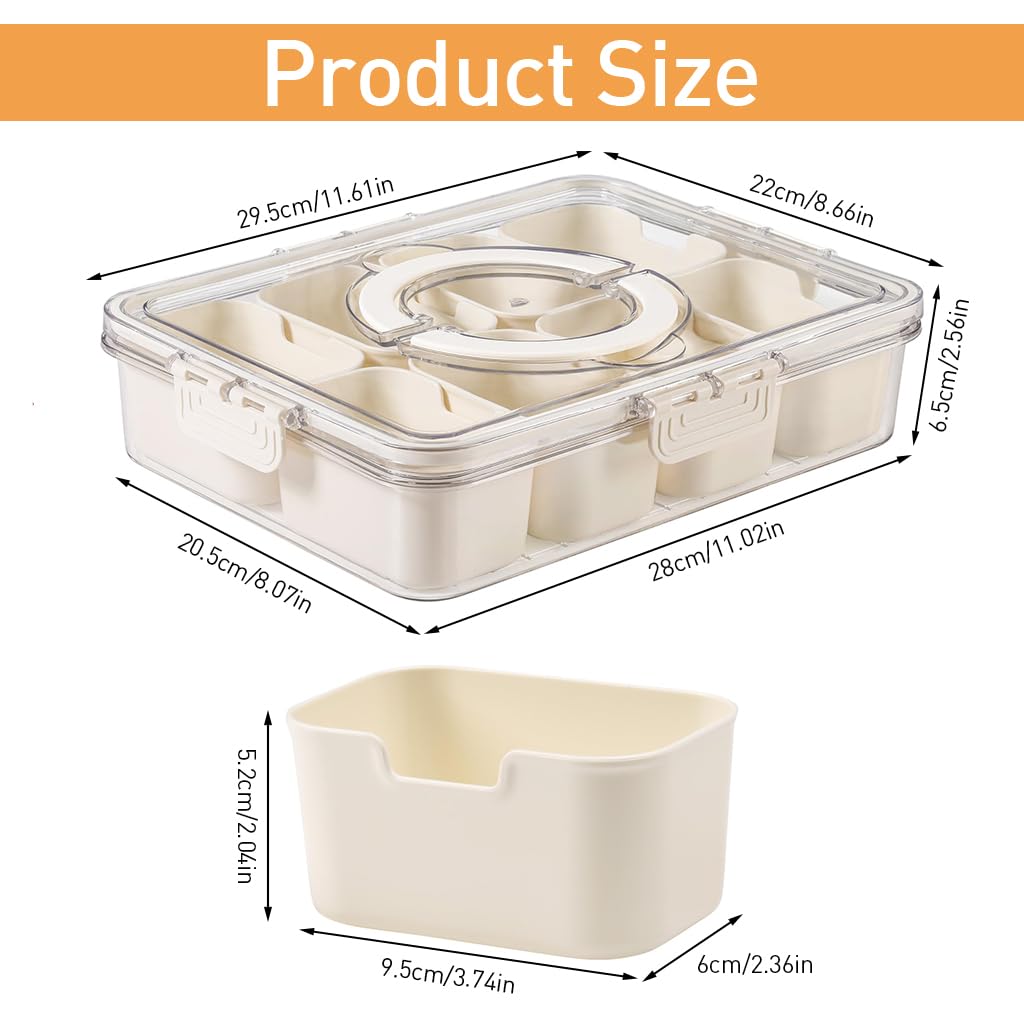 HASTHIP® Kitchen Seasoning Powder Box Divided 8 Compartments Storage Box with Lid & Handle Transparent  Seasoning Storage Box Food Grade PP Seasoning Powder Box Moisture-proof Kitchen Storage Box