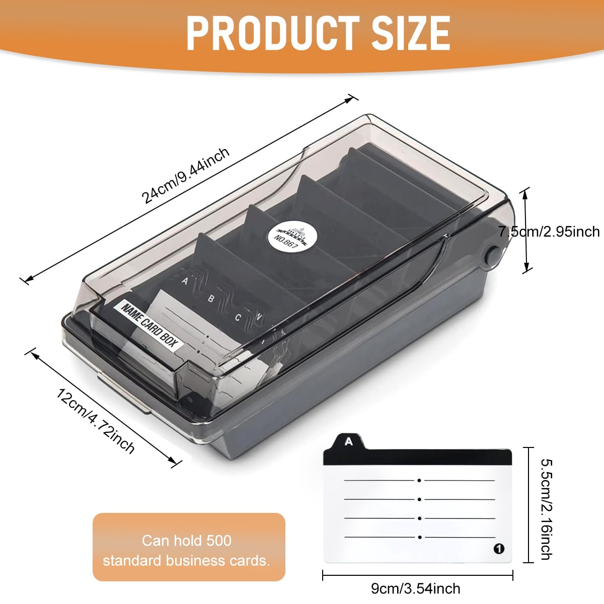Climberty Business Card Storage Case with 5 Compartments for 500 Cards 24x12x7.5cm | Organizer