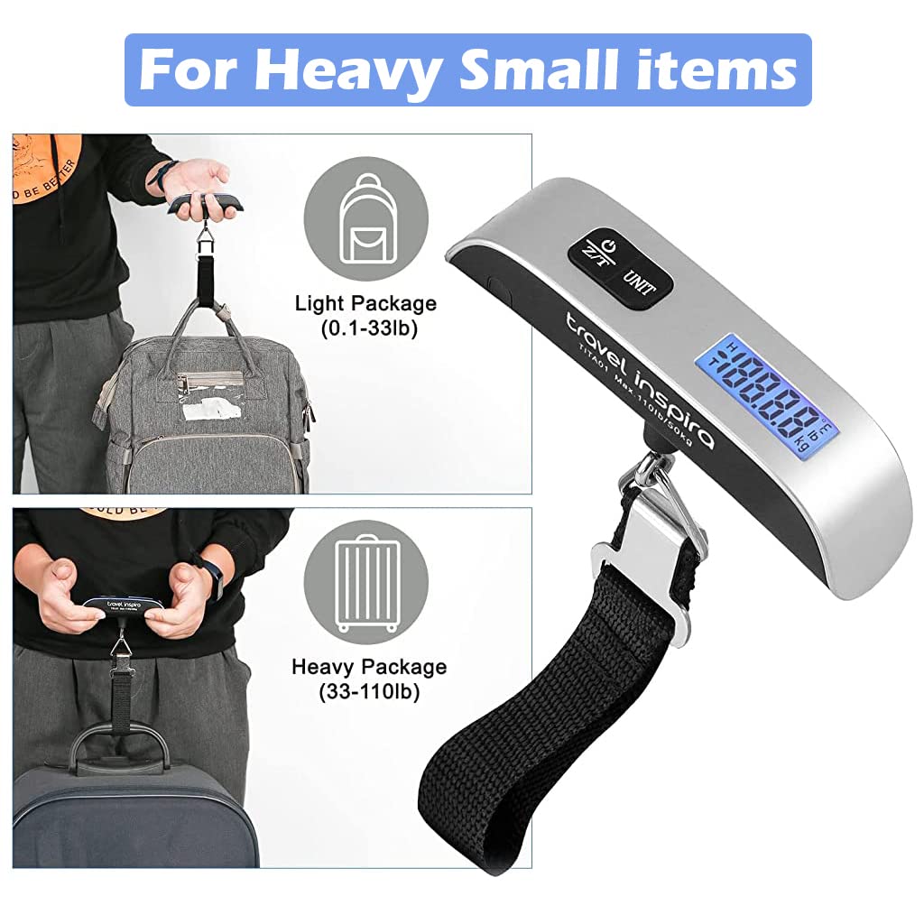 ZIBUYU Luggage Weighing Scale, 110lb, LCD Weighing Scale for Luggage, Travel, Flight Weighing Scale for Luggage, Luggage Scale, Switchable Units, Tare Function, Battery Powered