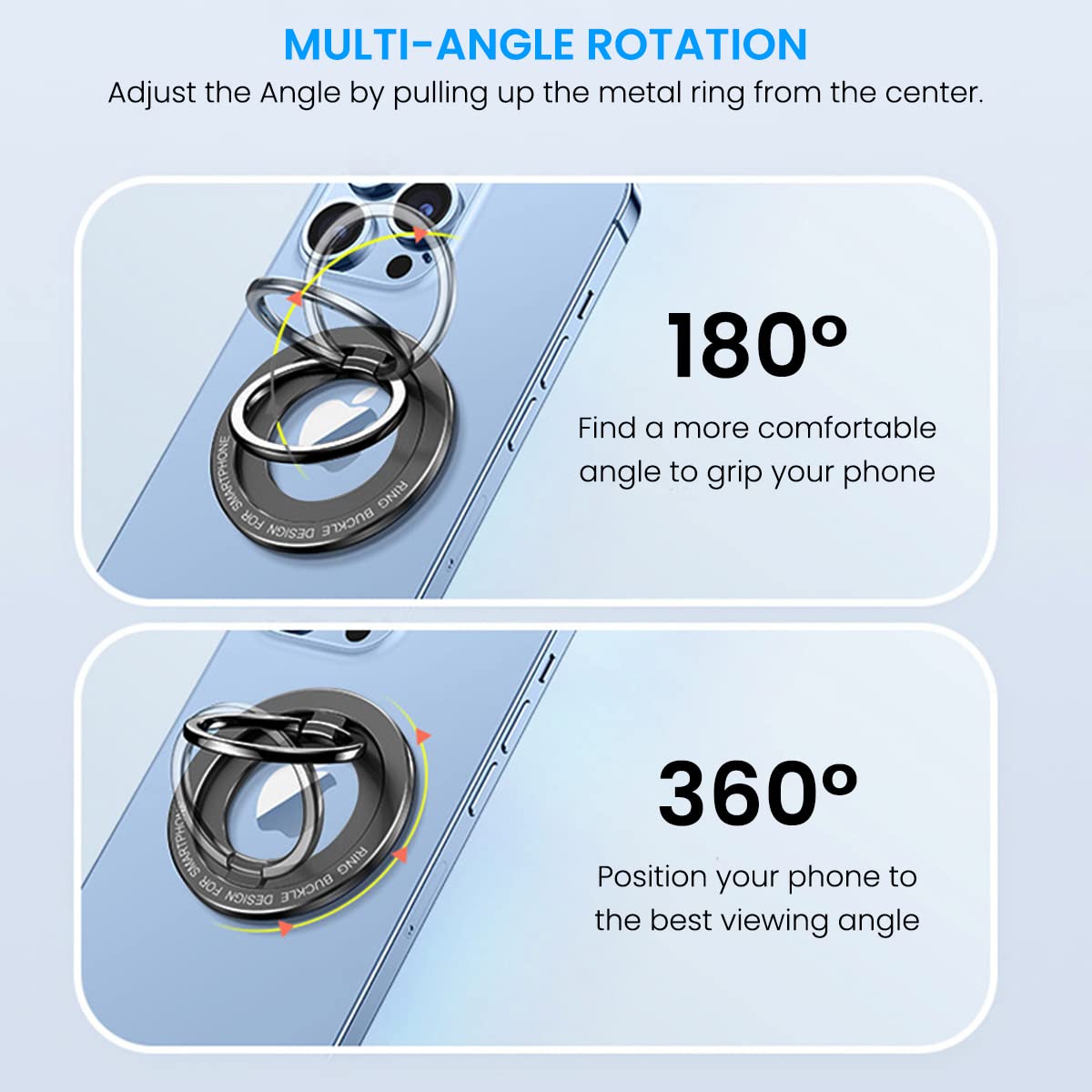 ZORBES Magnetic Phone Ring Holder for iPhone 16 15 14 Series with 2.2 lb Magnetic Force | 2 in 1 Grip and Stand