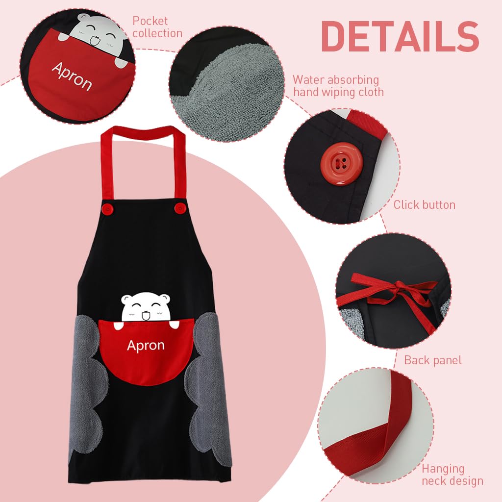 Zibuyu Kitchen Apron for Cooking with Pocket and Coral Plush Patches 27.56 in Long PVC | Waterproof and Oil Proof for Women and Men