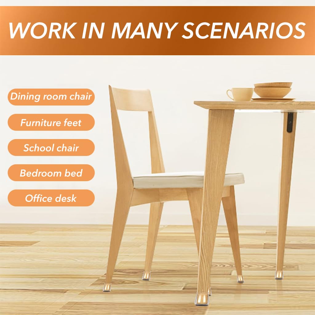 HASTHIP Chair Leg Floor Protectors 16 pcs for 1–1.5 in Legs with Felt Pad Non Slip Silicone | Floor and Noise Protection for Dining and Office Chairs