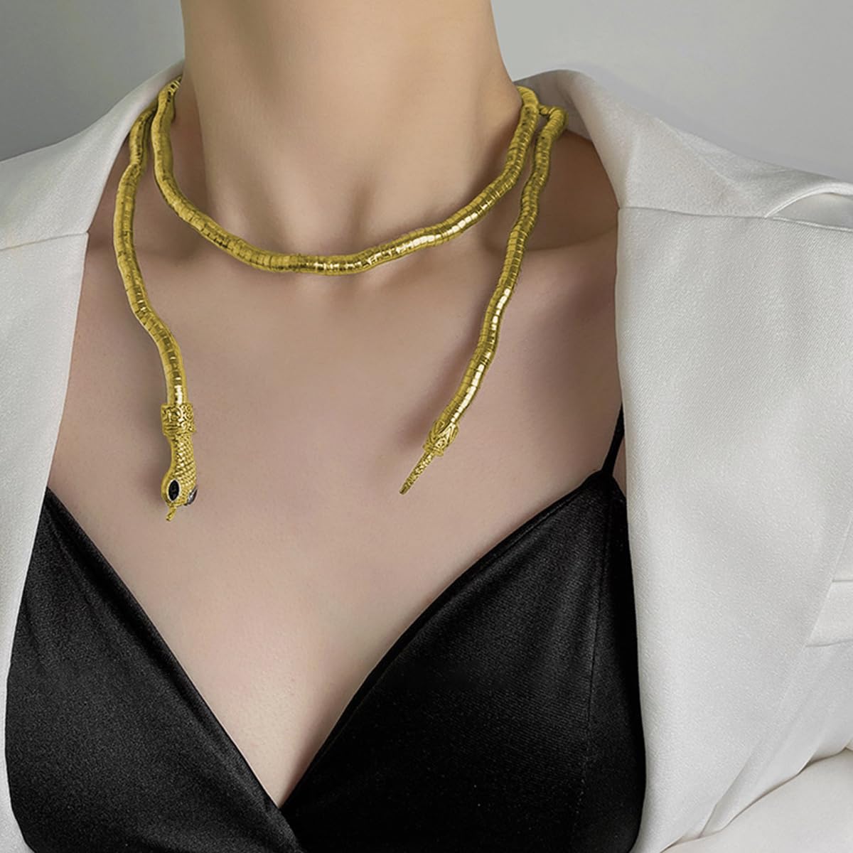 ZIBUYU Flexible Bendable Bracelet for Women featuring 35.4 in serpent design and golden finish
