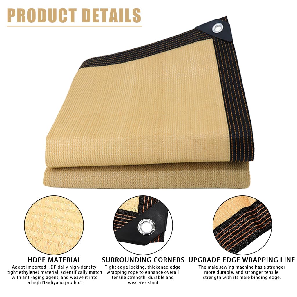 HASTHIP Garden Shade Cloth for Patio and Car Parking featuring 9.8 ft HDPE Fabric with 16 Copper Eyelets | UV Protection Sun Shade Net