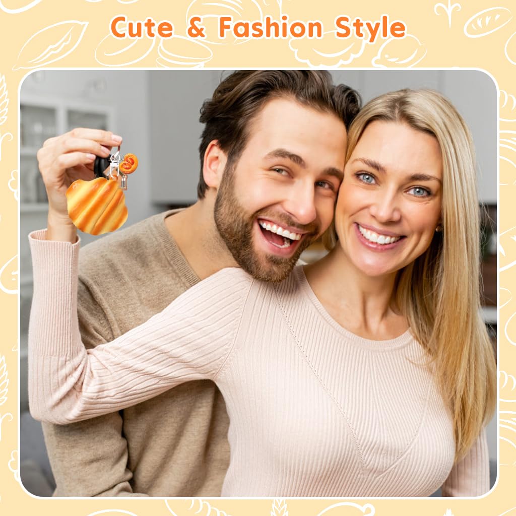 ZORBES Airpod 4 Case Cover with Cartoon Croissant Design and Clasp Bag Charm | PVC Protective Shell