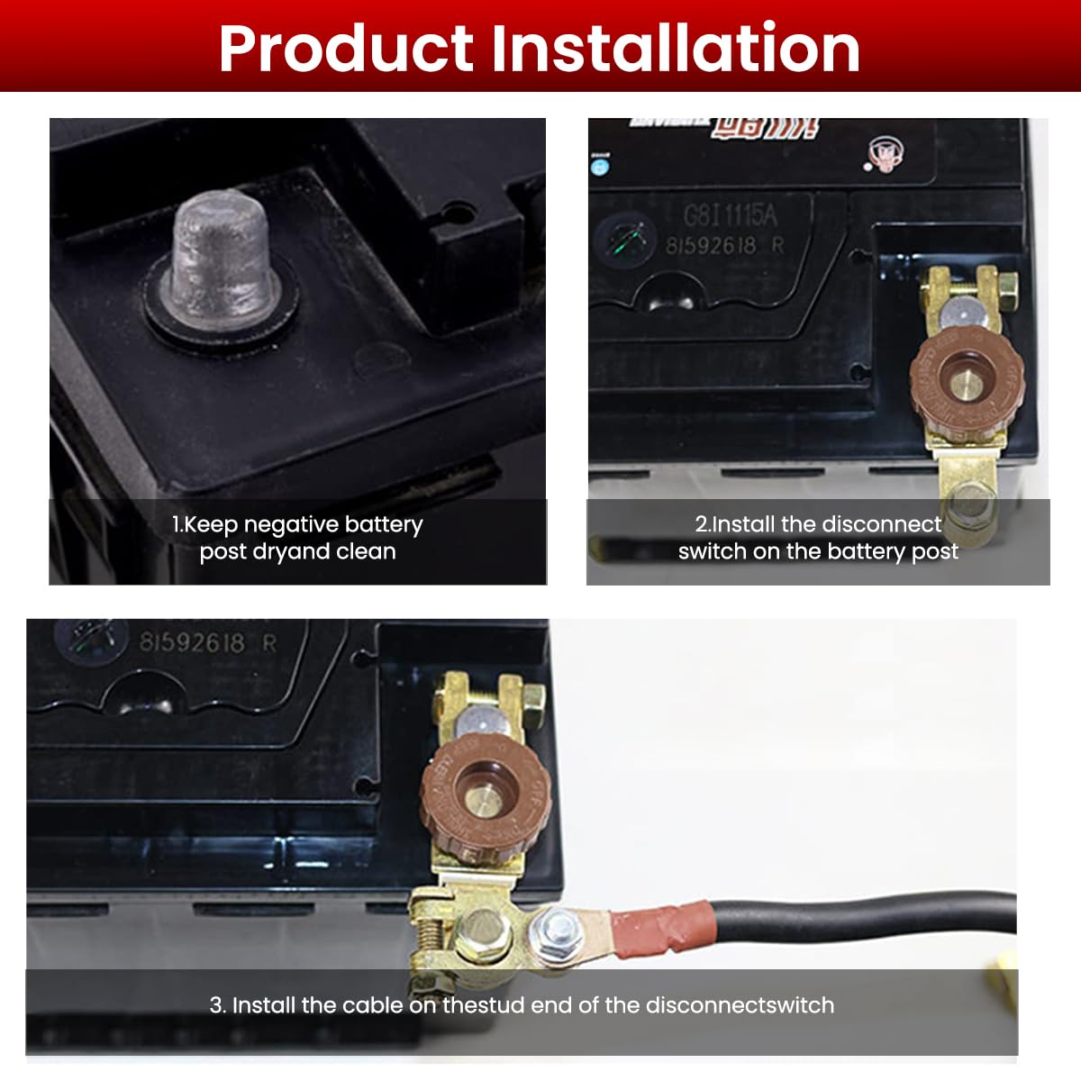 STHIRA Disconnect Switch 12V 125A for Car Truck Marine RV featuring Twist Knob Cut Off | Pure Copper 2PCS