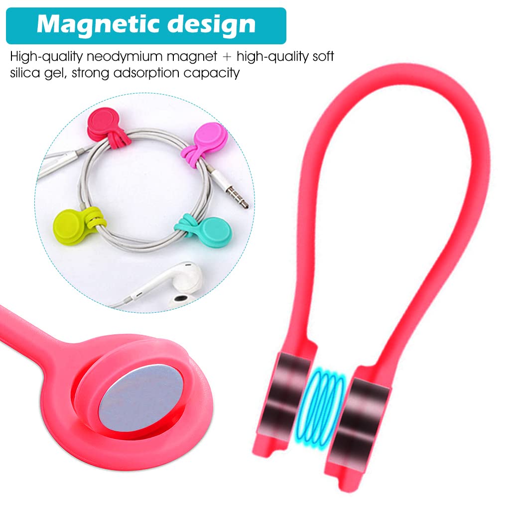 ZIBUYU Cable Organizer for Desk with Magnetic Catch and Flexible Silicone | 3 Pcs Set
