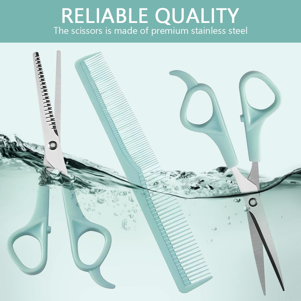 MAYCREATE Kids Hair Cutting Scissors Kit with 6.6 in Stainless Steel Shears and Comb | Safe Grip Design for Home Hair Trimming
