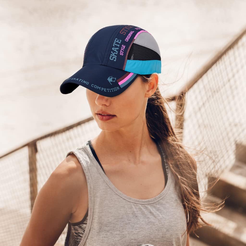 Venzina Sport Cap for Outdoor Activities with Adjustable 56–60 cm Fit and UV Protection | Quick Dry Blue Polyester Hat for Men and Women