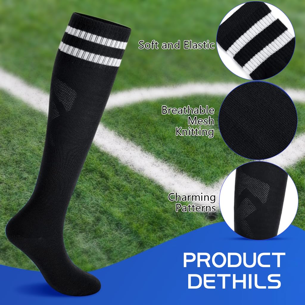 Proberos Kids Shin Guards Set of 3 for Soccer and Hockey featuring EVA Cushioning | Includes Compression Socks